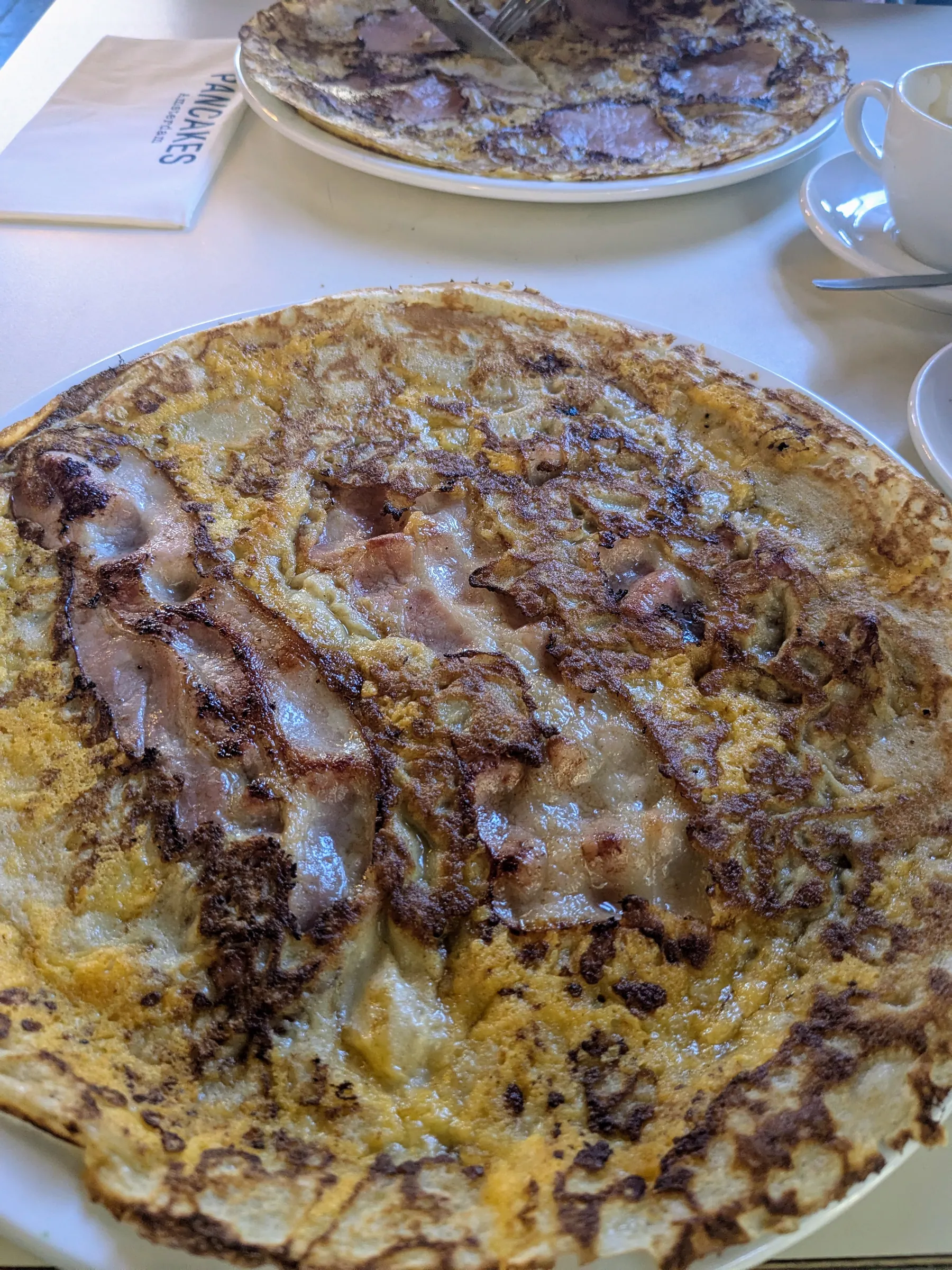 A ham and cheese pancake at Pancakes Amsterdam