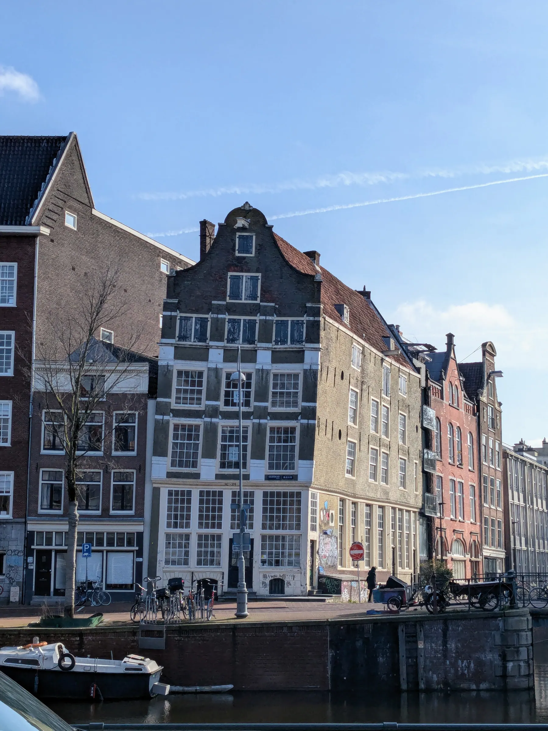Historic Amsterdam canal houses in winter sun