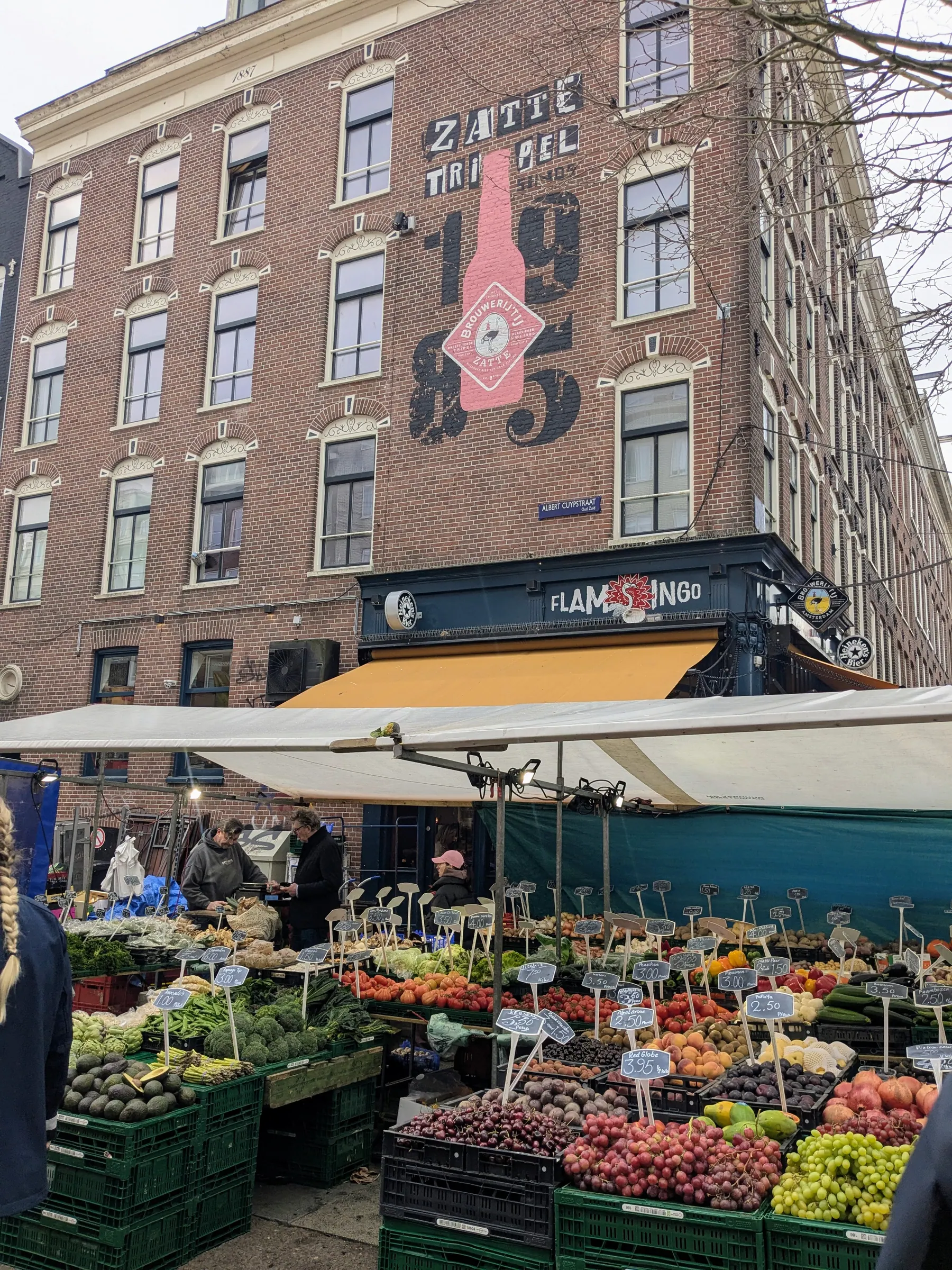 A fruit and vegetable market stall in Amsterdam