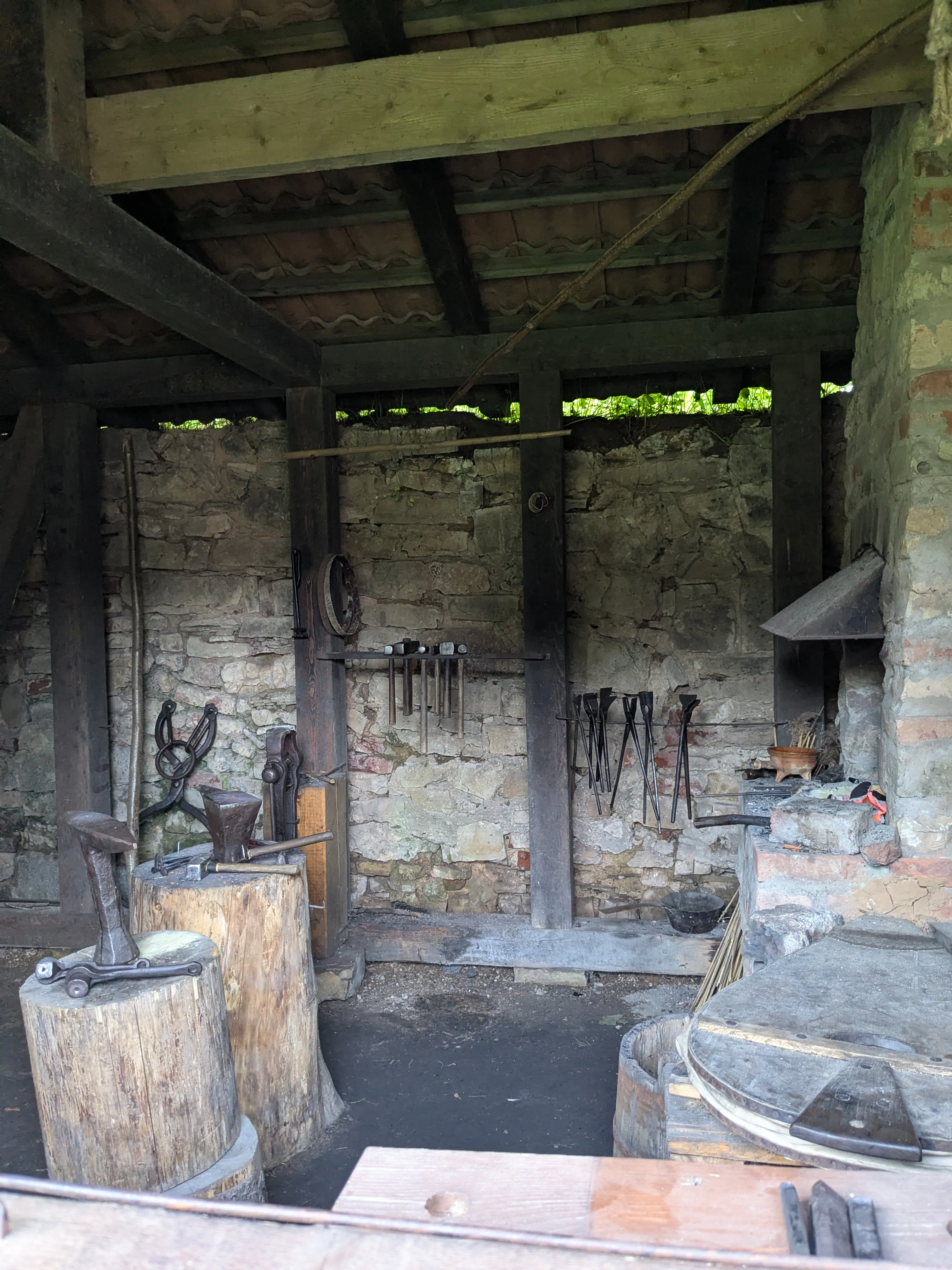 A medieval crafts station in the castle grounds