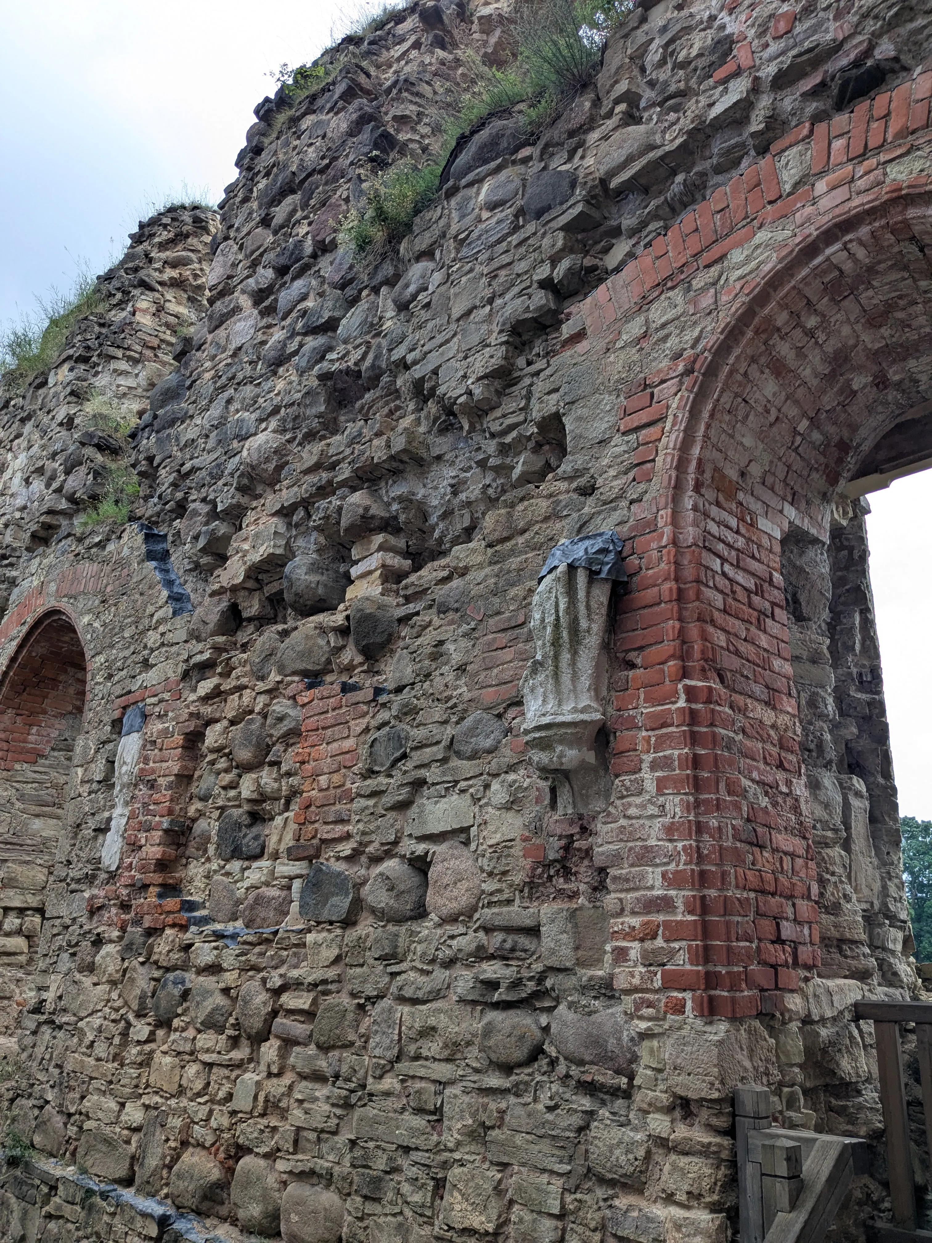 Stone fragments in the ruins of Cēsis Castle