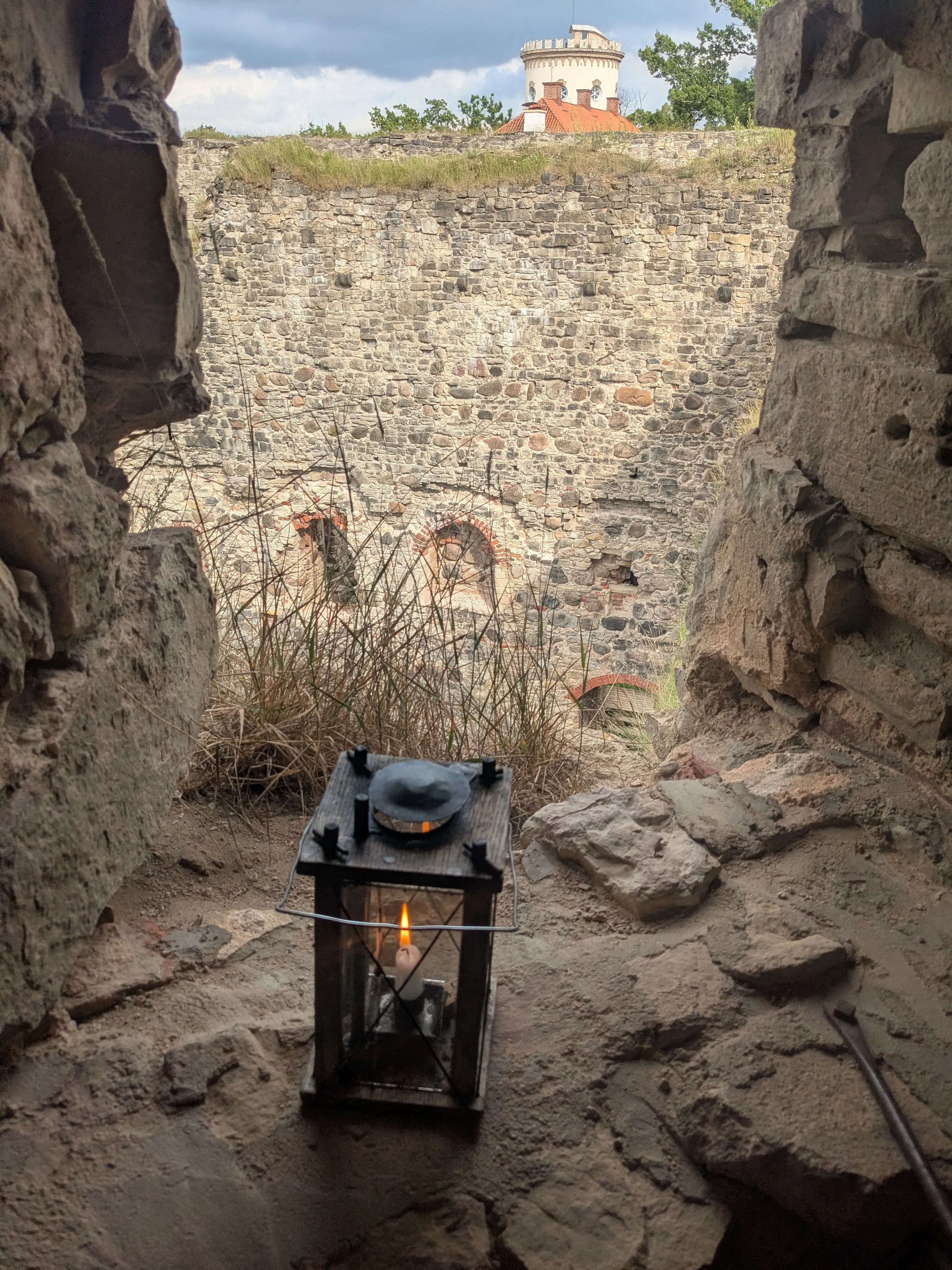A historic plan displayed inside Cēsis Castle