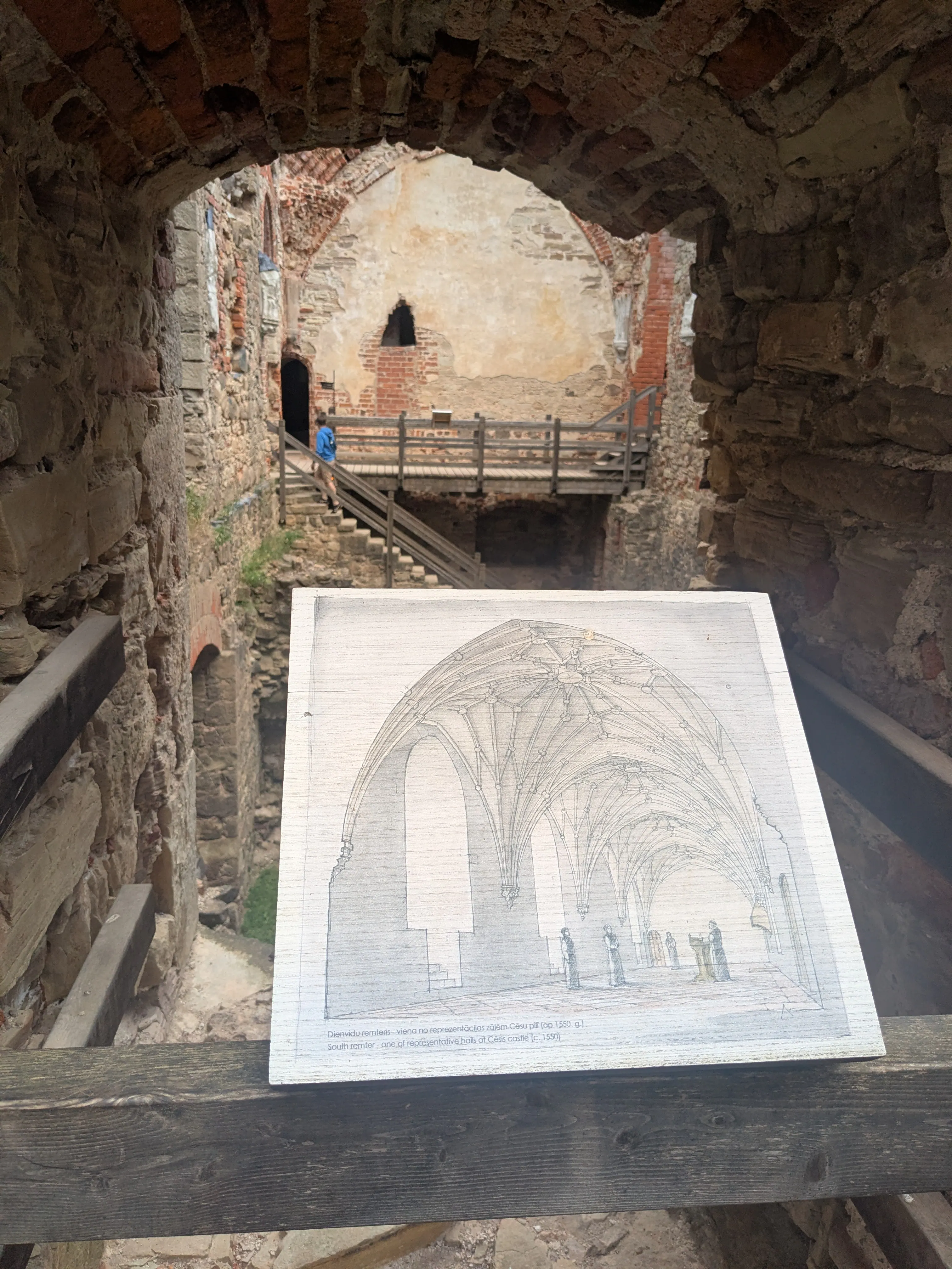 Stone walls and openings within the medieval ruins