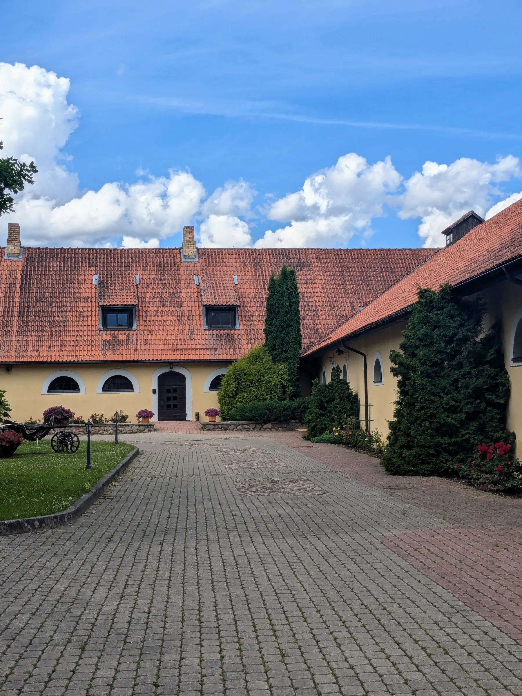 The courtyard of Šlokenbeka Manor near Tukums