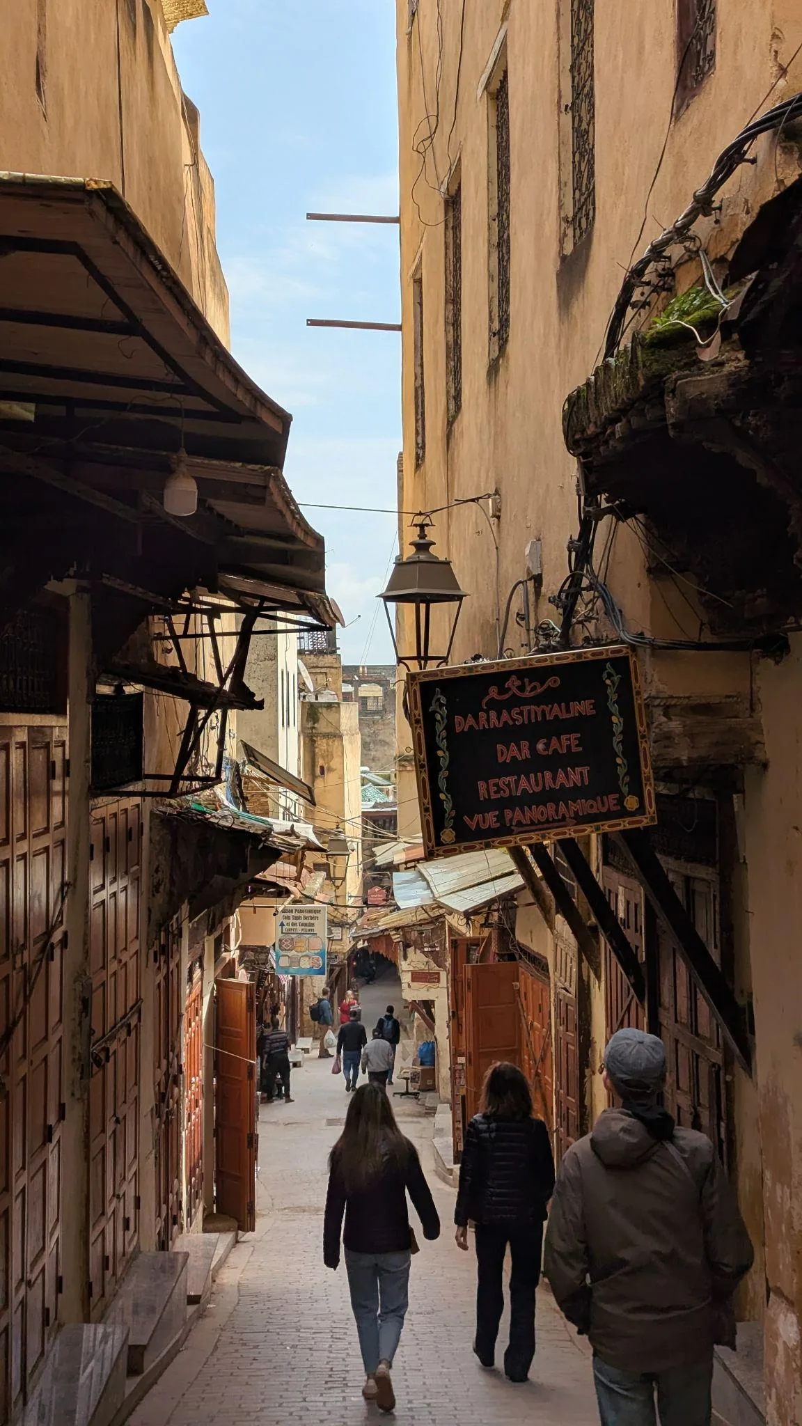 A leather goods shop sign in the Fez medina