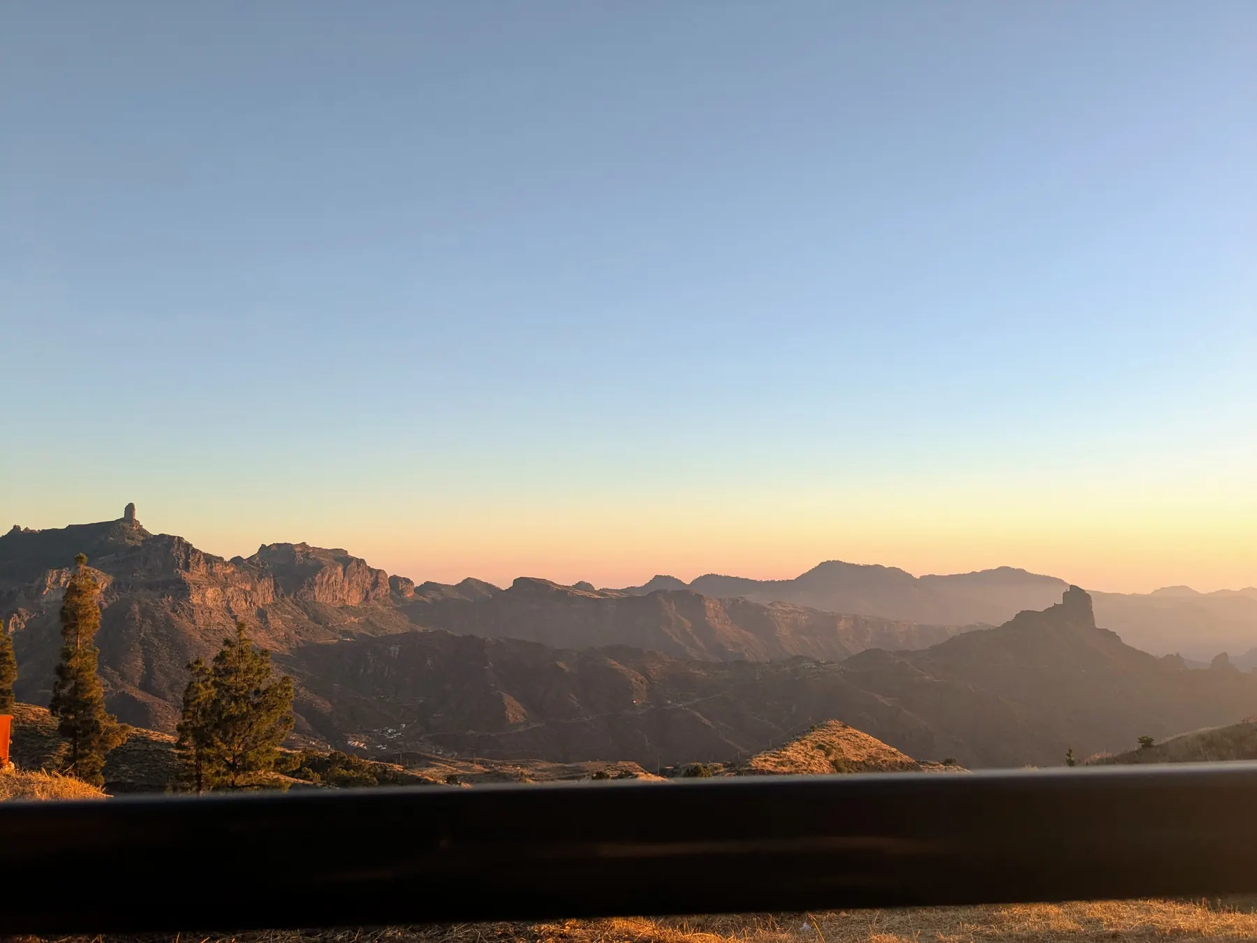 Sunset light over the rugged central mountains of Gran Canaria