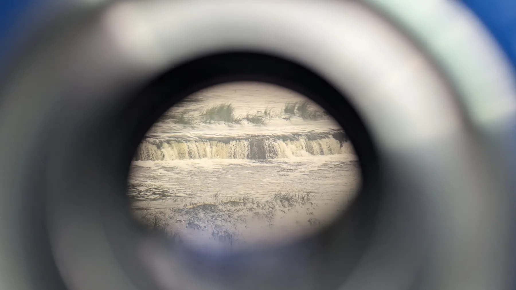 Ventas Rumba waterfall viewed through the public binocular