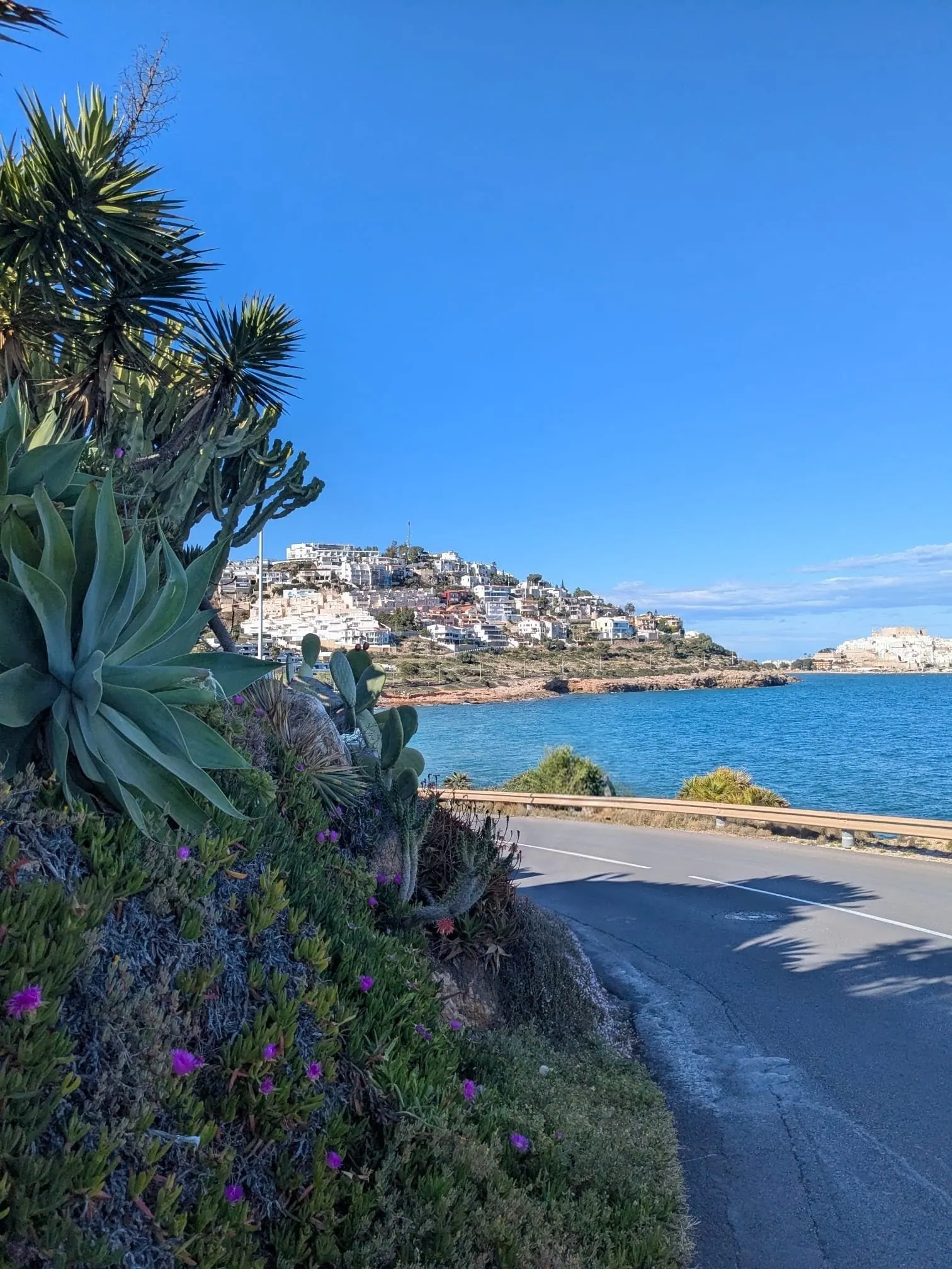 Peñíscola castle and old town seen across the Mediterranean coast
