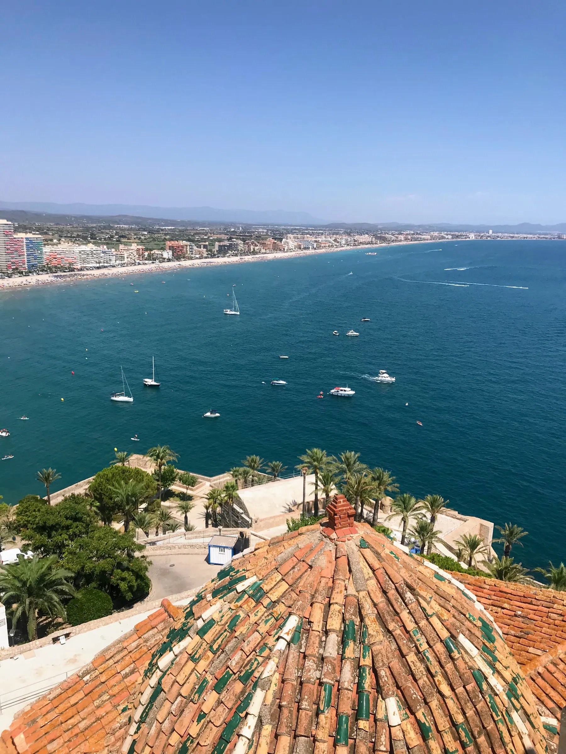 Mediterranean Sea and Peñíscola coastline viewed from the castle terraces