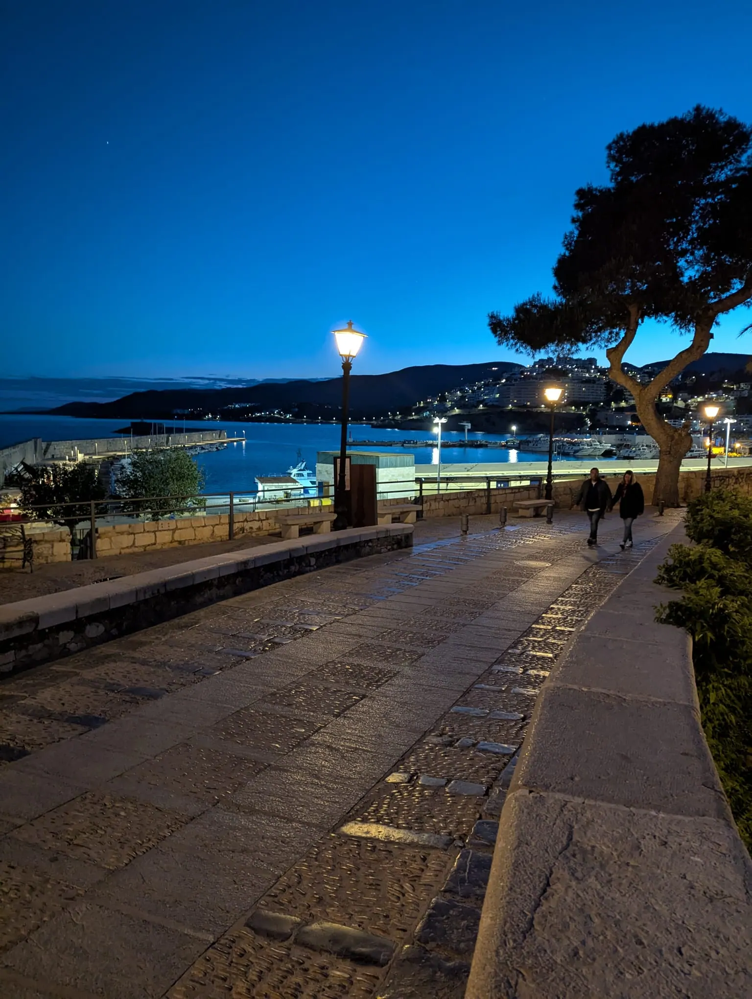 Walking through Peñíscola old town after dark