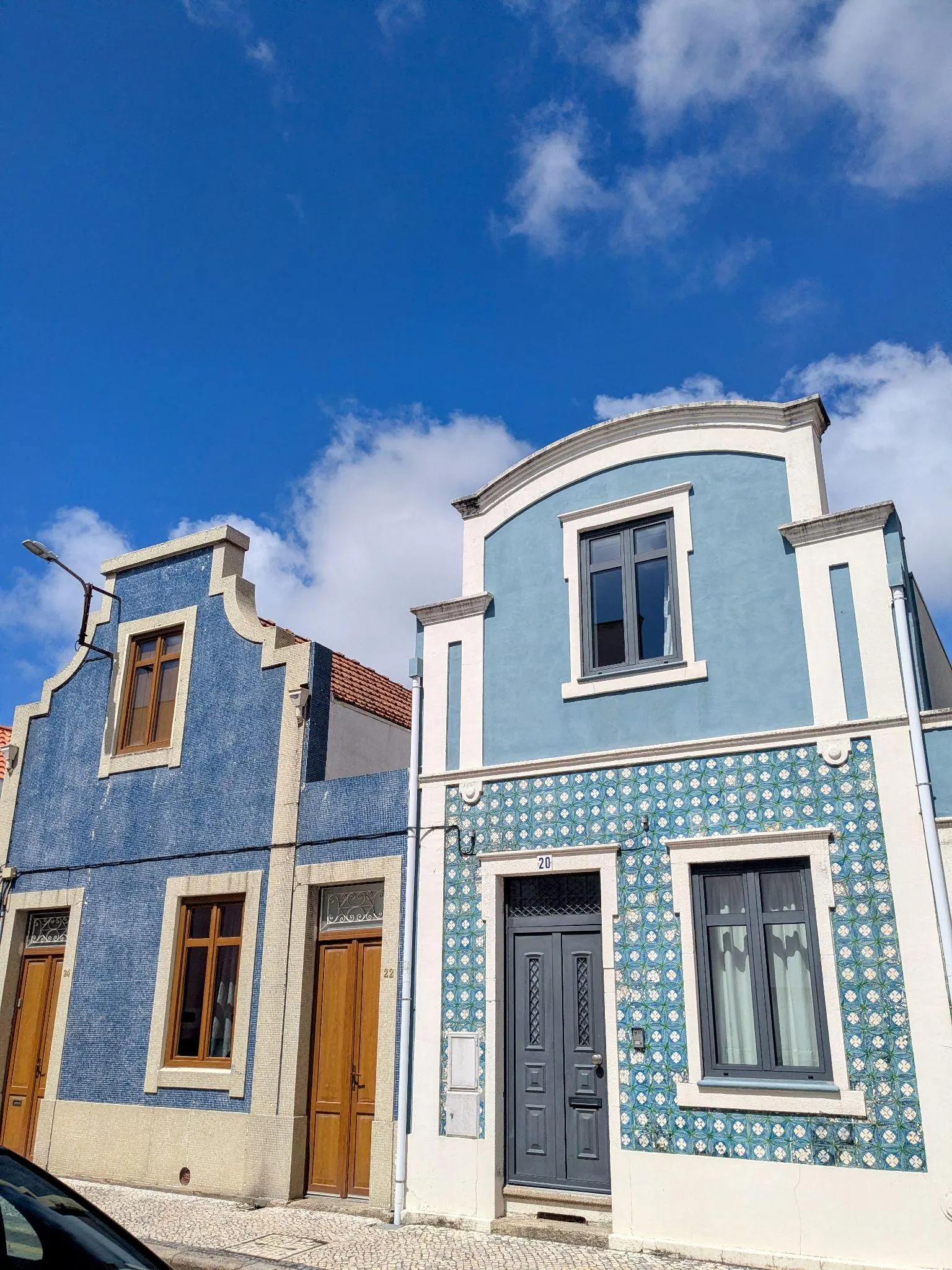 A blue tiled house facade in Aveiro
