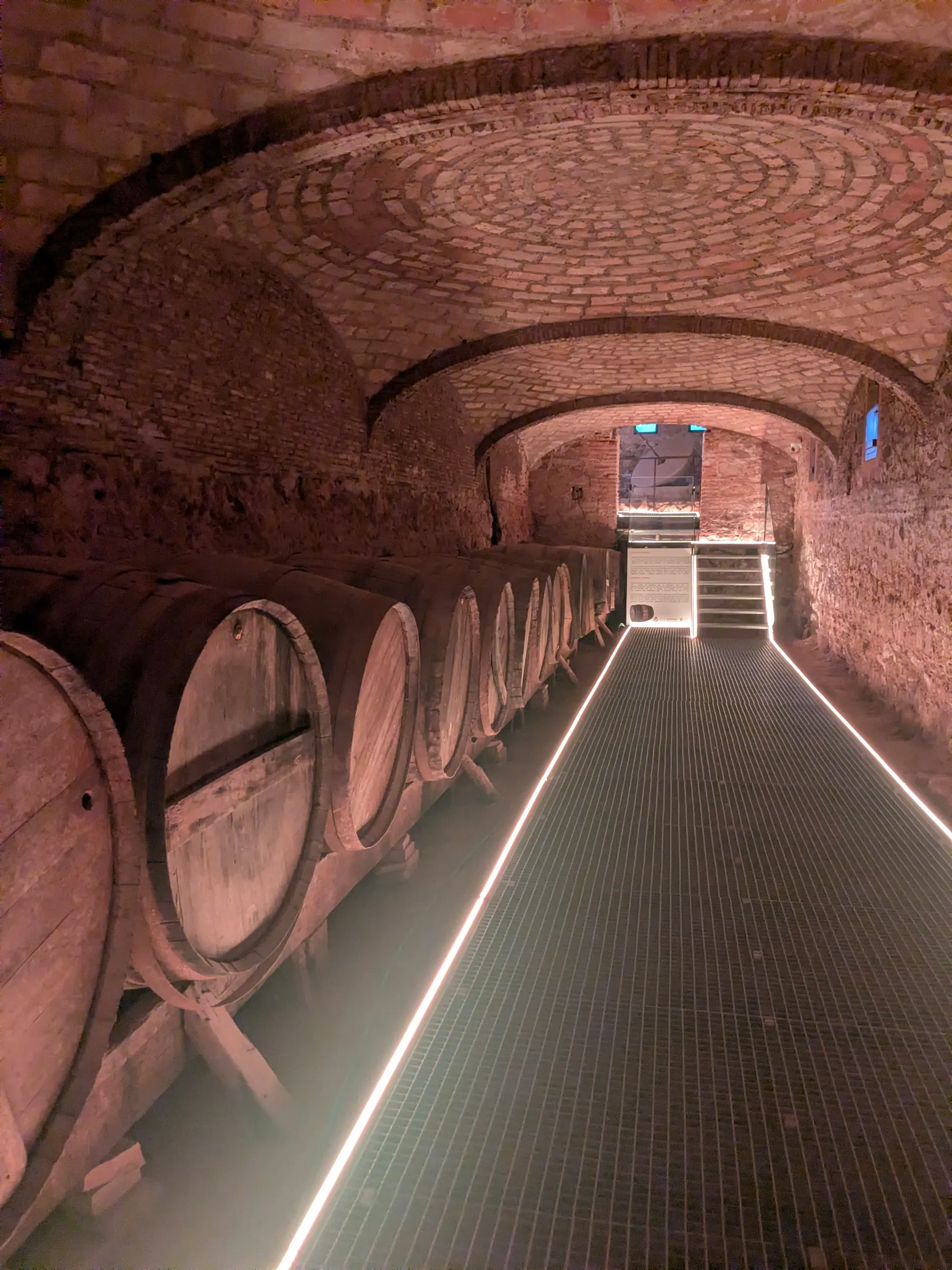 Barrel-lined wine cellar inside the Casa de la Senyoria in Olocau