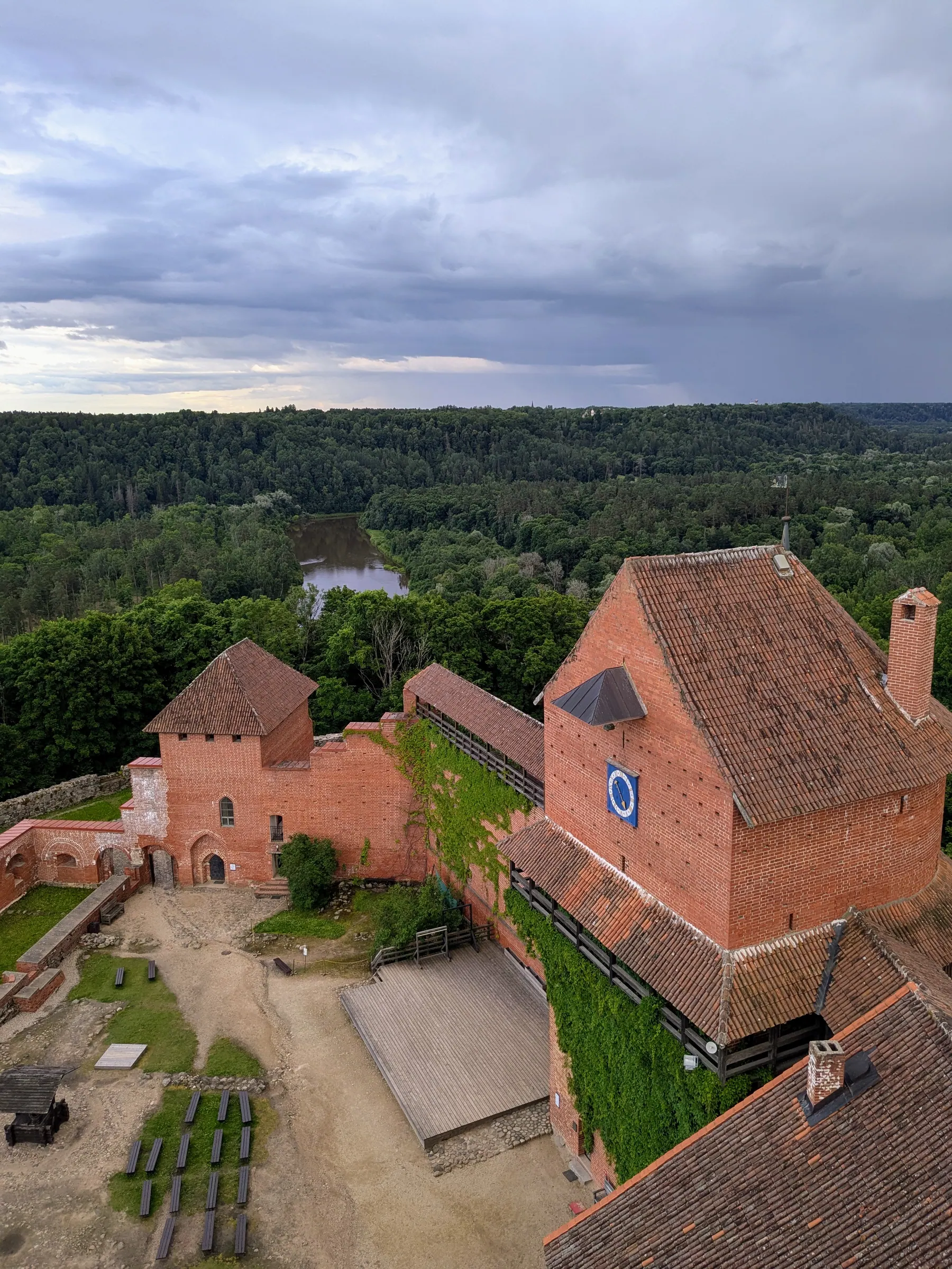 Turaida Castle overlooking the forested Gauja Valley